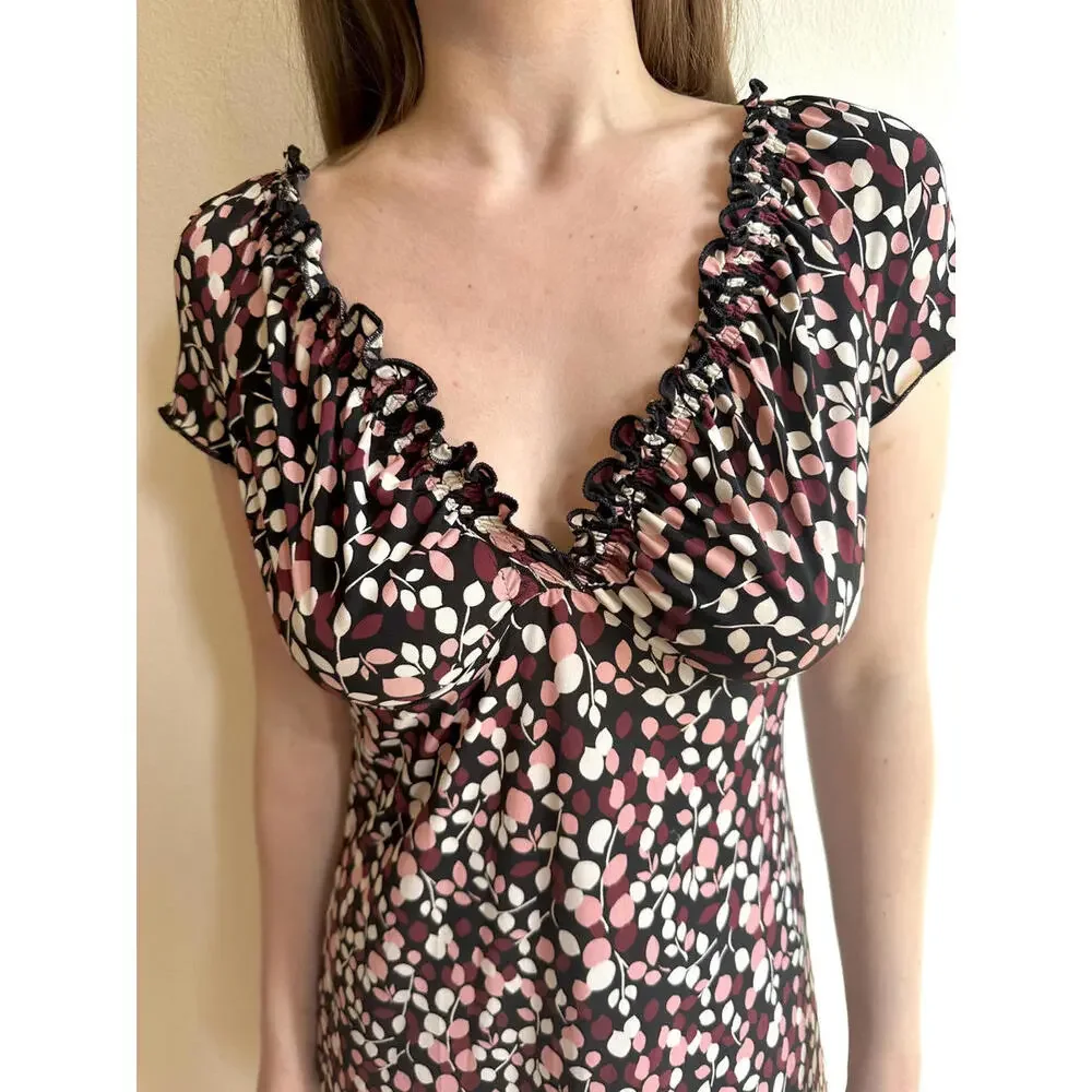 Floral Babydoll Ruffle Hem Short Sleeve Midi Dress - Picture 5 of 5